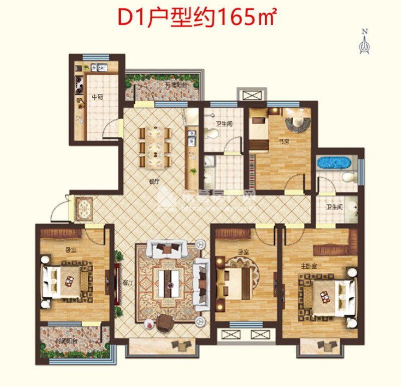 3期悅湖灣D1戶型165㎡