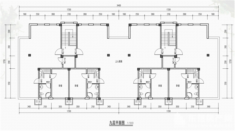 九層住宅樓（1#）九層平面圖