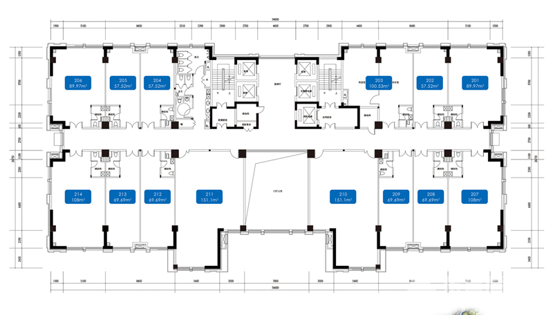 啟程SOHO  2層戶型圖  50-150㎡