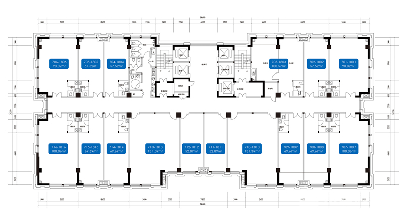 啟程SOHO  7-18層戶型圖  50-150㎡