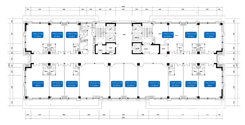 啟程SOHO  19-21層戶型圖  50-150㎡