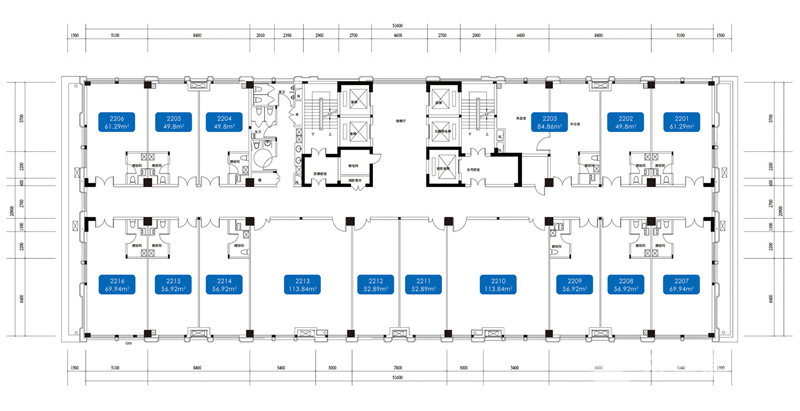 啟程SOHO  22層戶型圖  50-150㎡