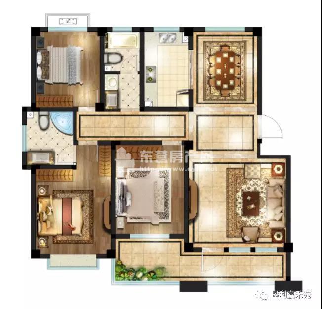 125㎡戶型 三室兩廳兩衛