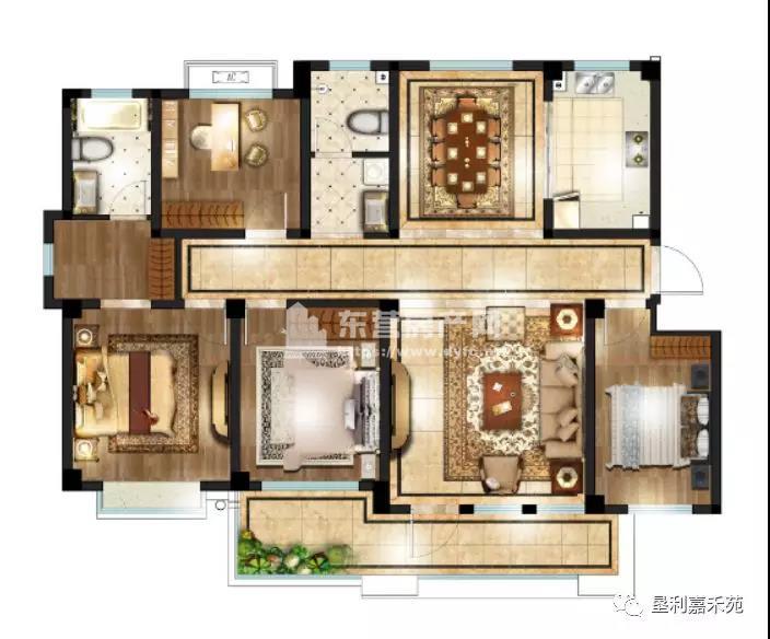 143㎡户型 四室两厅两卫