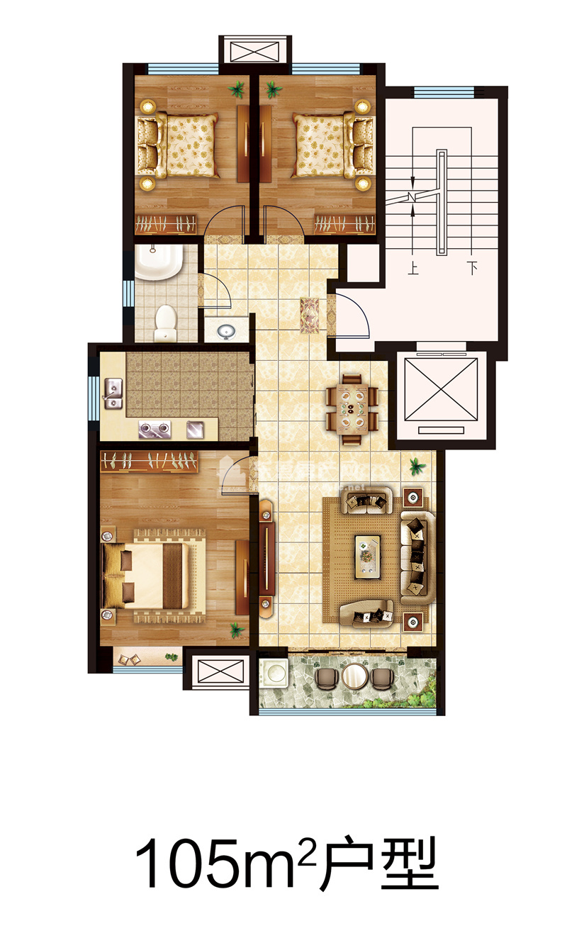 A戶型 105㎡ 3室2廳1衛