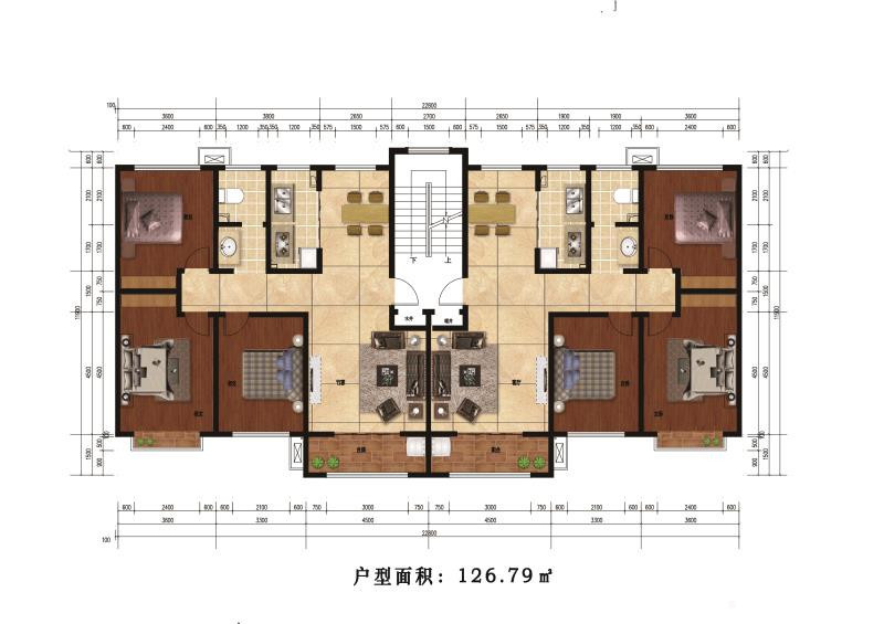 126.79㎡ 3室2廳1衛戶型