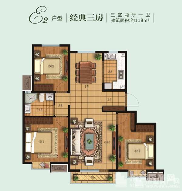 118平米三室两厅一卫户型80-161㎡精致两房和舒适三房全优户型,创新