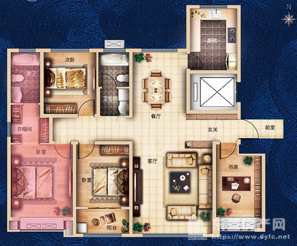 人生得意住华府 【金御华府】160㎡四室户型赏析