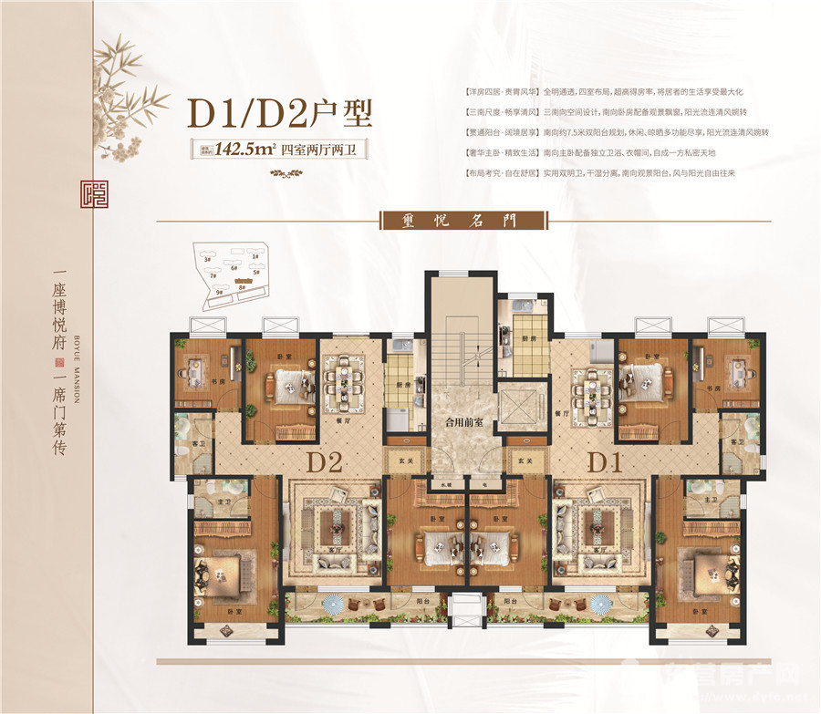 D1/D2戶型 約142.5㎡ 4室2廳2衛