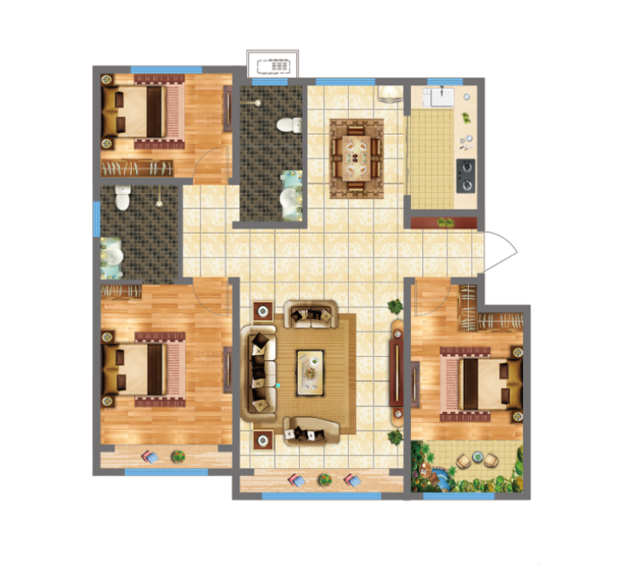 120㎡戶型 3室2廳2衛