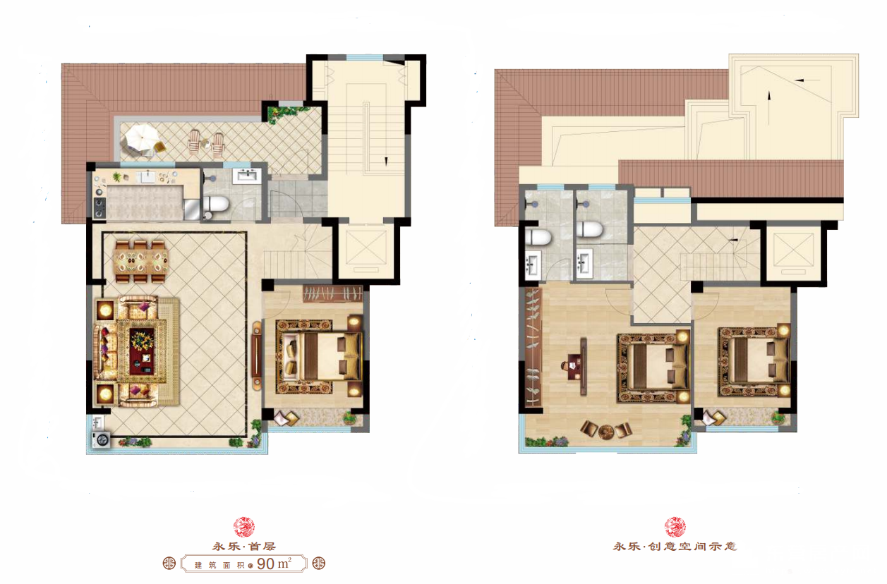 永樂首層戶型 建筑面積約90㎡