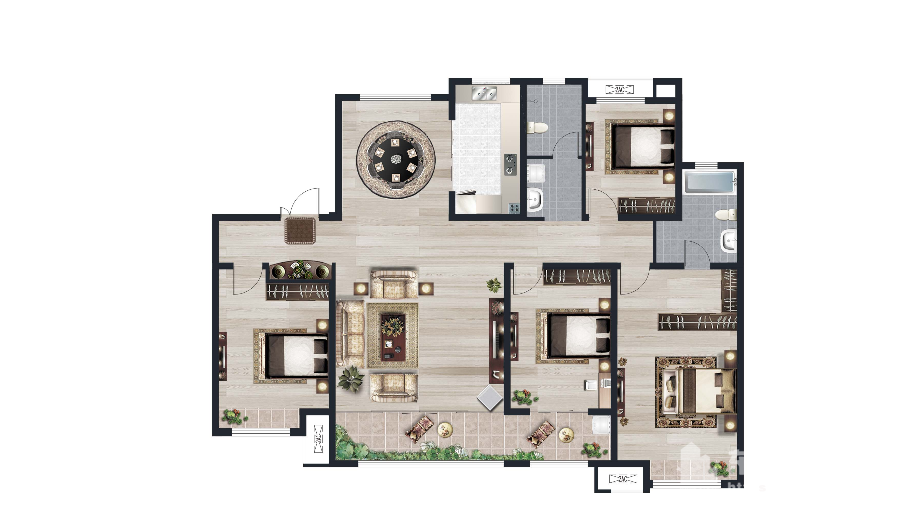 建筑面積約190㎡ 4室2廳2衛戶型
