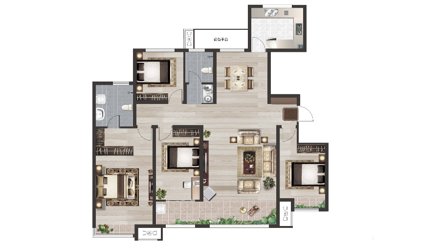 建筑面積約170㎡ 4室2廳2衛戶型