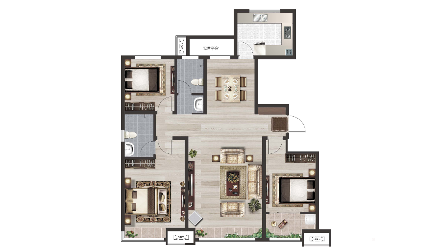 建筑面積約135㎡ 3室2廳2衛戶型