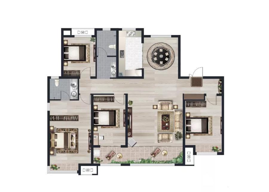 建筑面積約180㎡ 4室2廳2衛戶型