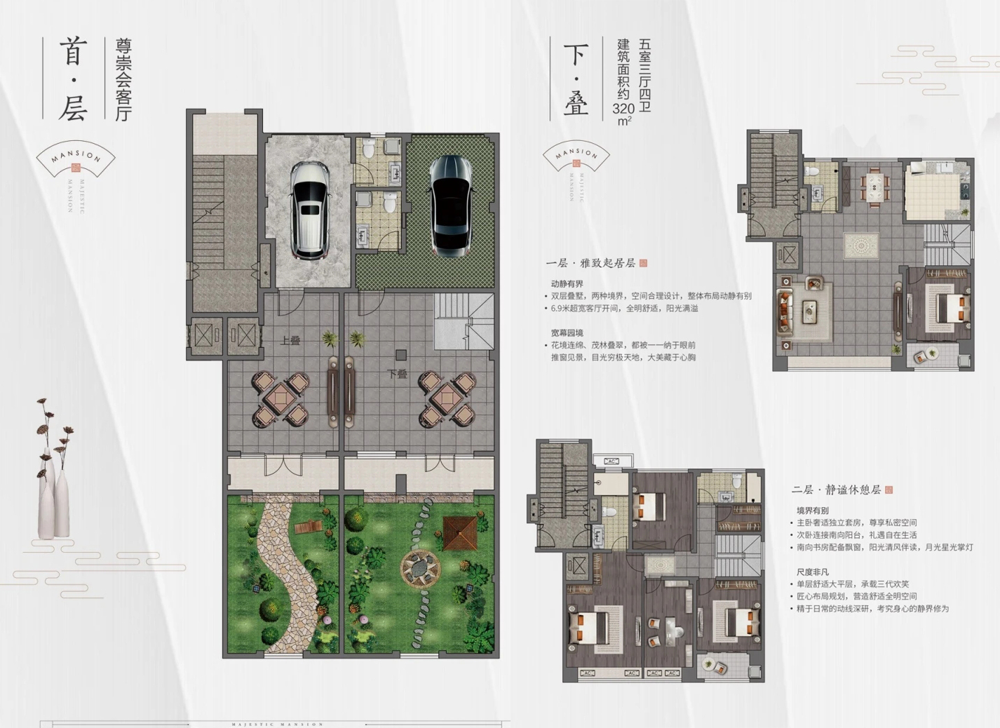 宸御戶型下疊 建面約320㎡ 5室3廳4衛
