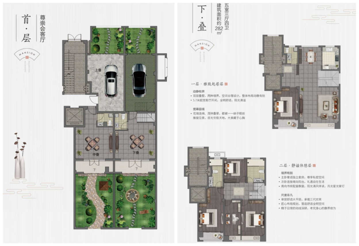 熙御戶型下疊 建面約282㎡ 5室3廳4衛