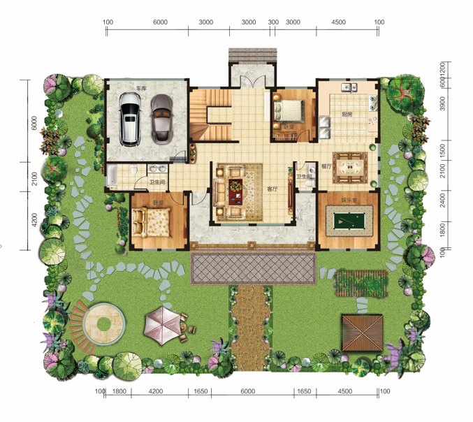 獨棟別墅一層 建面約458㎡ 6室5廳4衛