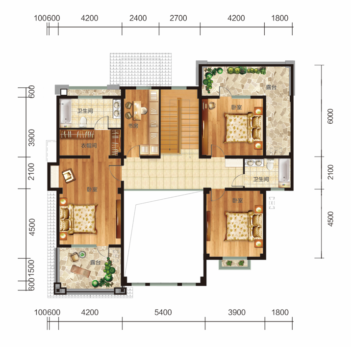 類獨棟別墅二層 建面約337㎡ 6室2廳3衛