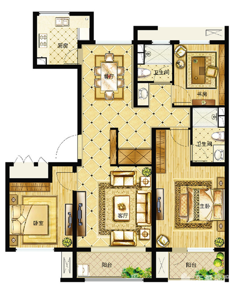 理想之城【百合园】户型图_东营房产网