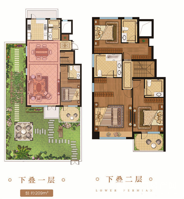 更好的叠墅应该兼顾到每位家人的社交需求,【东凯悦府】建面约209㎡宽