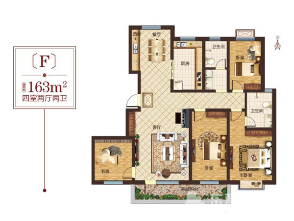 135平方米四室两厅图片