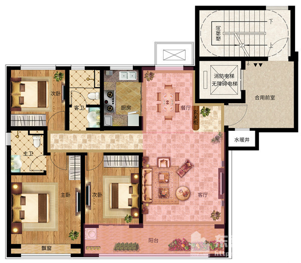 【鑫都·颐和府】约130㎡舒阔三室 名门臻品 再启不凡_户型解析_东营