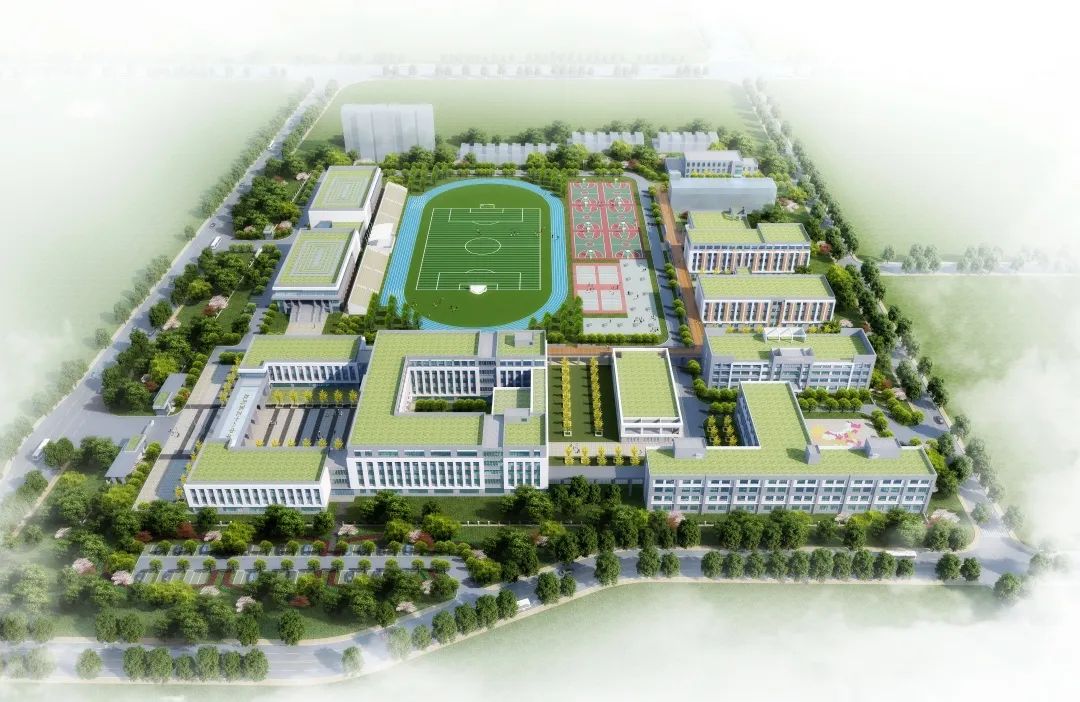胜利第五十八中学新泰路鸟瞰图胜利第五十八中学综合教学楼蒙山路鸟瞰