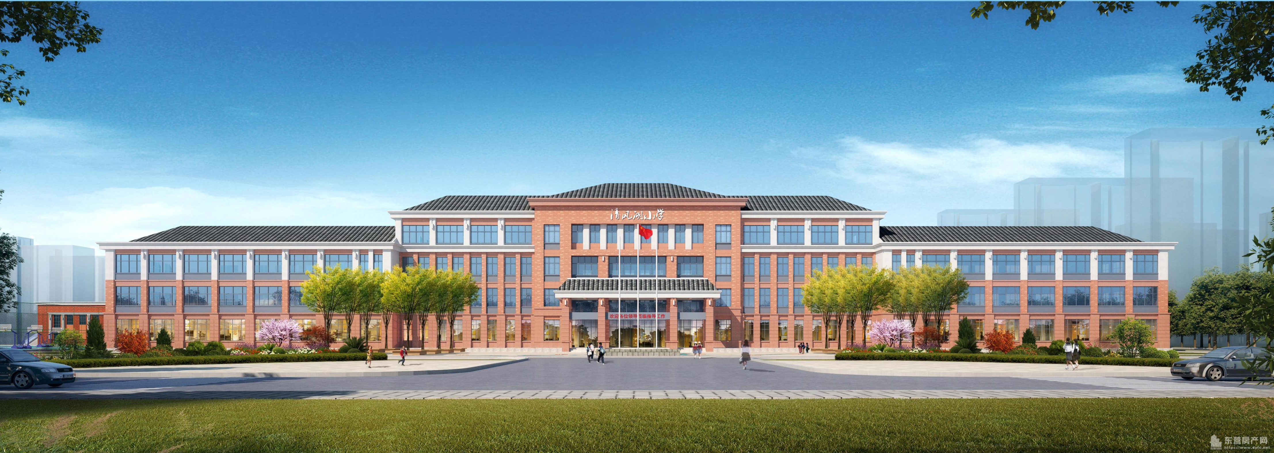 教学楼效果图宿舍楼效果图食堂效果图据了解,东营市清风湖小学周边